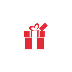 The icon of the gift. Icon for a holiday. Red on a white background.