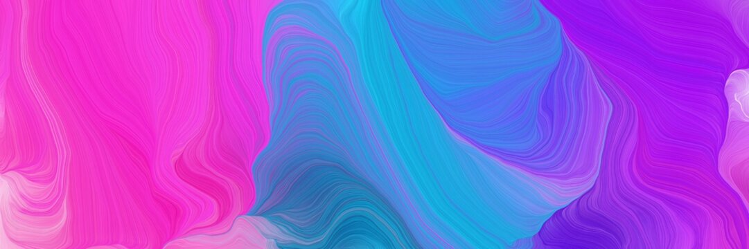 vibrant colored background banner with medium orchid, dodger blue and medium slate blue color. modern soft swirl waves background illustration © Eigens