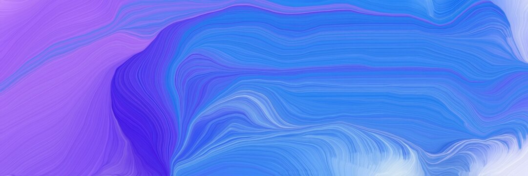 dynamic vibrant colored banner. contemporary waves illustration with royal blue, medium purple and lavender blue color © Eigens
