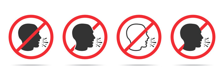 Set of no cough icons in four different versions in a flat design. Vector illustration