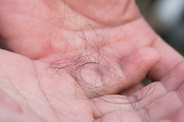 Hair in the hand that fell from the comb