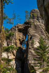 Adrspach Teplice rocks, the sandstone landscape in Bohemia, Czech Republic. Cliffs and mountains in Adr&scaron;pach-Teplice Rocks. Adersbach-Weckelsdorfer Felsenstadt, Europe hills.
