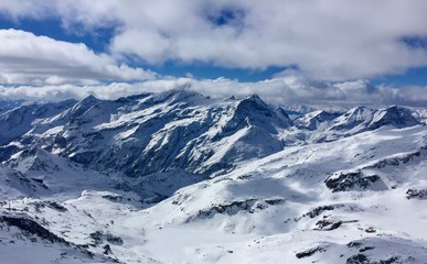 High mountains full of snow in winter, Italian Alps, Aosta valley