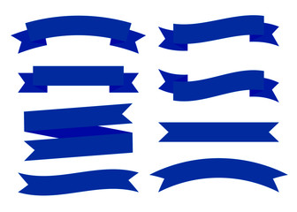 Obraz premium set blue ribbons banners flat isolated on white background. vector illustration.