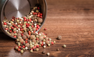 Pepper grains close up