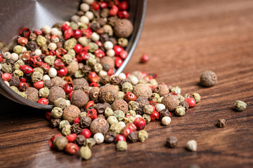 Pepper grains close up