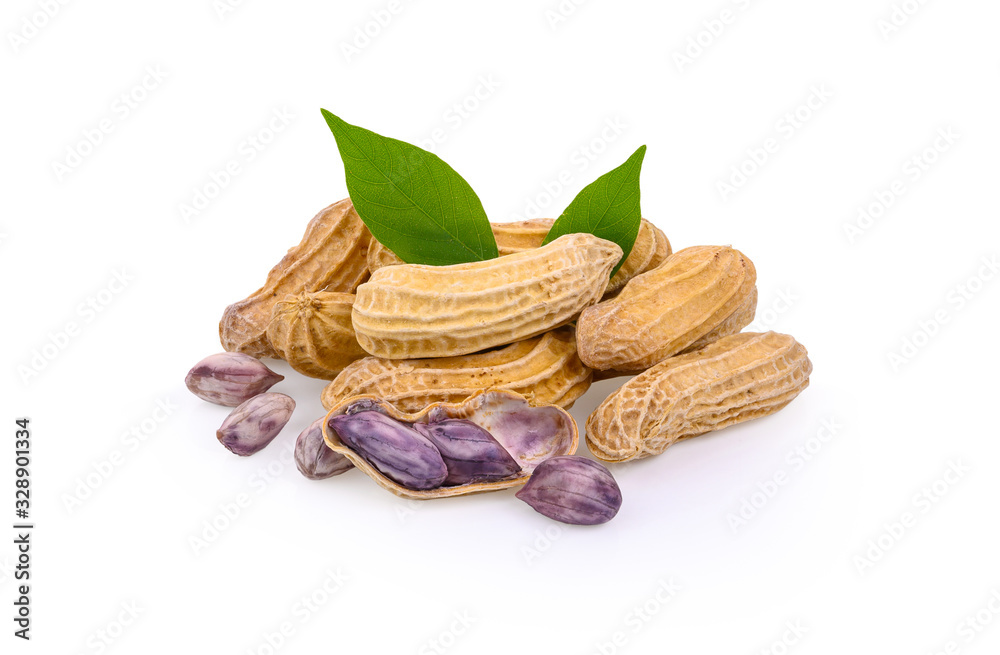 Poster Boiled peanut on white background