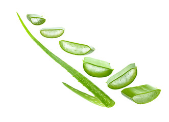 Aloe vera sliced on white background