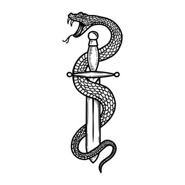 Snake and sword tattoo illustration Stock Vector  Adobe Stock