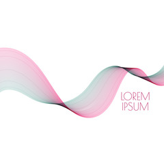 Abstract soft waves red-green color. Smooth gradient transition from lines isolated on white background. Vector illustration for fashion, cosmetics, cover.