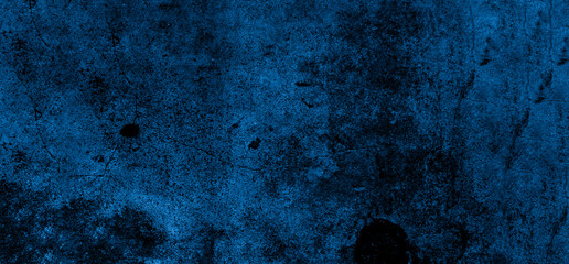Old wall panorama texture cement dirty blue with black  background abstract  blue and silver color...