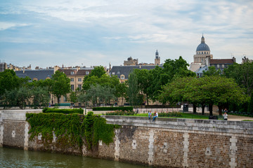 View from Pont Neuf Bridge on the Seine River to The Panthéon Paris France
