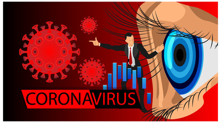 corona virus news headlines impacted the decline in company shares. corona virus flyer in the financial sector. businessman
