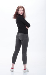 serious young man in casual clothes . isolated on white