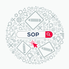 SOP mean (standard operating procedure) Word written in search bar ,Vector illustration.