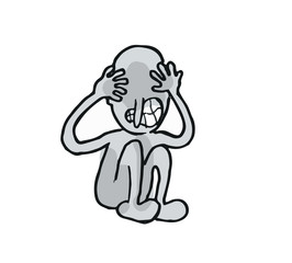 man's head hurts. cartoon vector.