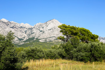 View of the Croatian mountains in Promajna.