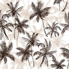 Tropical pattern with sketchy palm trees - 328907903