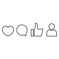Social network icons pack. Like, comment, user icon