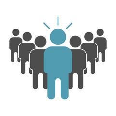 Think differently - Being different, move for success in life - flying out from the crowd by light bulb of idea vector illustration