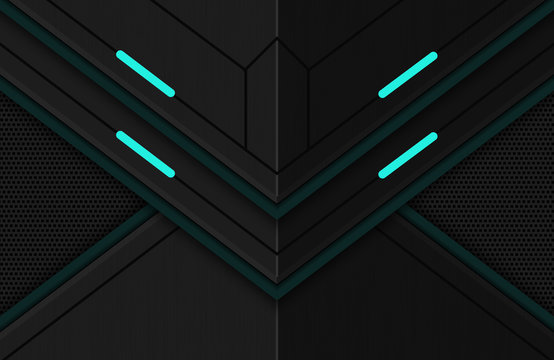 3d realistic dark techno background. Illustration Abstract geometric shape modern futuristic, mechanical, science, technology background. Dark Elegant gaming wallpaper