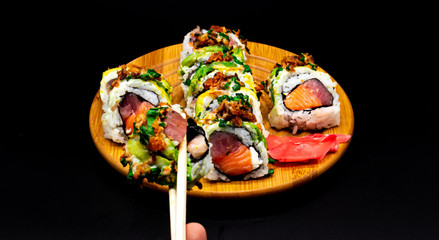 Tuna and salmon sushi