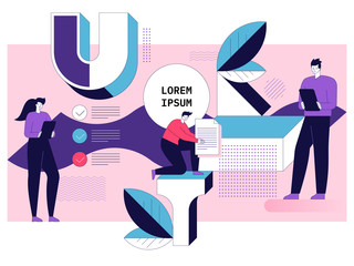 Business banner with team building and partnership