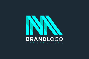 Logo Vector Abstract Initial Letter M or MN Linked. Flat Vector Logo Design Template Element