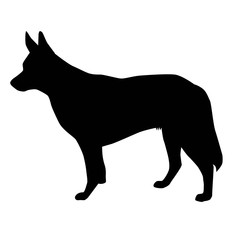 big standing dog from the side silhouette vector isolated on white background