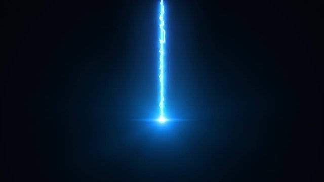 Laser beam falls from top to bottom, 3d rendering backdrop. Computer generated an electric discharge