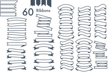 ribbon banner set label design isolated vector