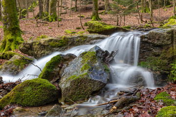 Fototapeta na wymiar Wasserfall am Bach im Wald