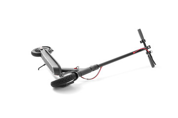 Electric scooter of lies on white background, including clipping path