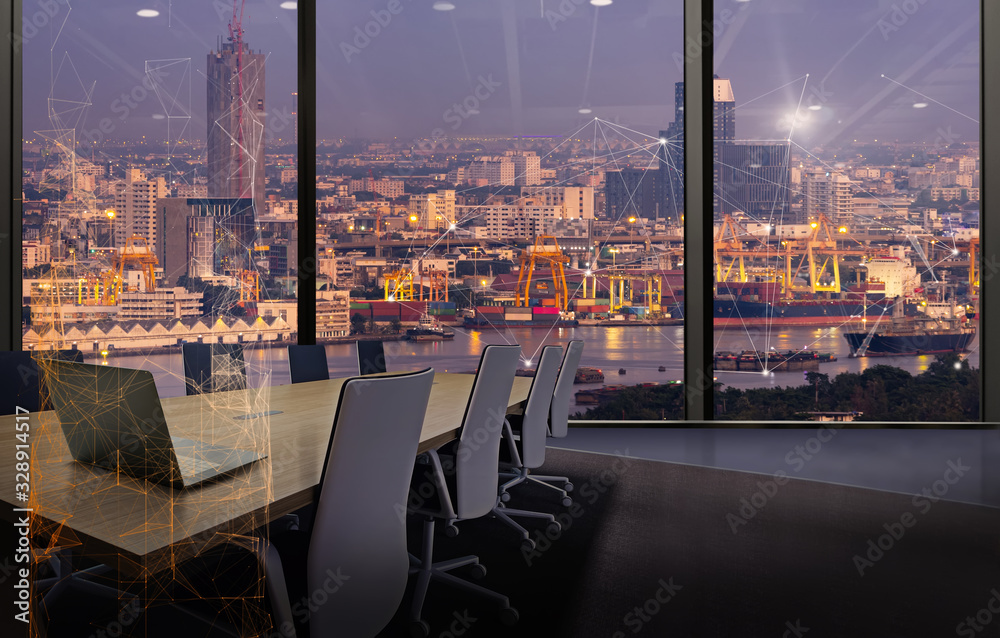 Poster business smart logistics concept,global business connection technology interface global partner conn