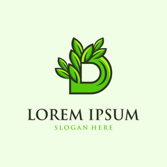 Letter D Leaf Nature Organic Abstract Creative Icon Ecology Logo Design Template Element Vector
