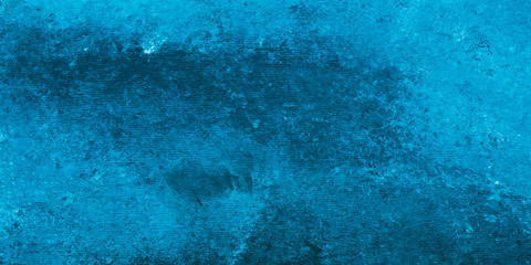 Faded grunge blue background with copy space for text or image. Panoramic watercolor pattern, creative artistic backdrop with aqua blots. Aquarelle paper card, painted abstract banner.