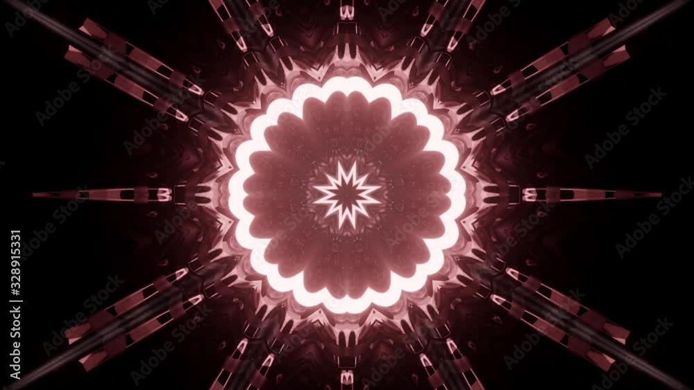 Wall mural abstract kaleidoscope style 3d render animation