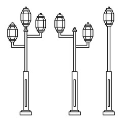 reetlight vintage lamp icons isolated on white background. Flat thin line design.