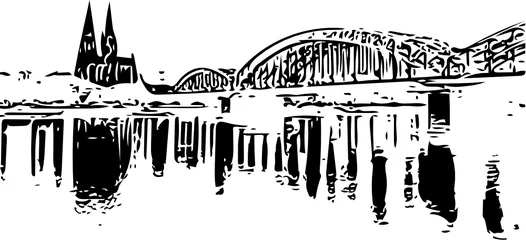 Vektor-Illustration von Köln, Brücke und Dom © Simon S.