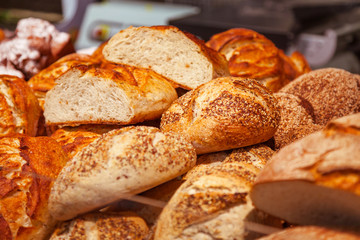 Bread products sold in a supermarket