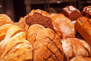 The texture of the bread. Buns are on the window in the market