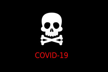 Symbol of death with the text " COVID-19" illustration.