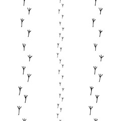 Vector background with bird footprint. Vector seamless tracks isolated on white background. Black bird footprints footprint. Simple illustration for website design, covers, paper, tape, books