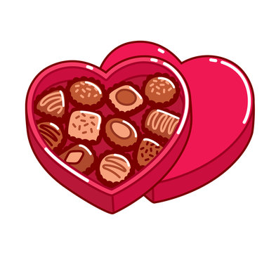 red heart-shaped box chocolates clip art preview