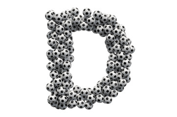 Letter D from soccer balls, 3D rendering