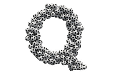 Letter Q from soccer balls, 3D rendering
