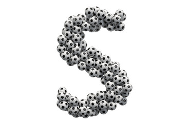 Letter S from soccer balls, 3D rendering