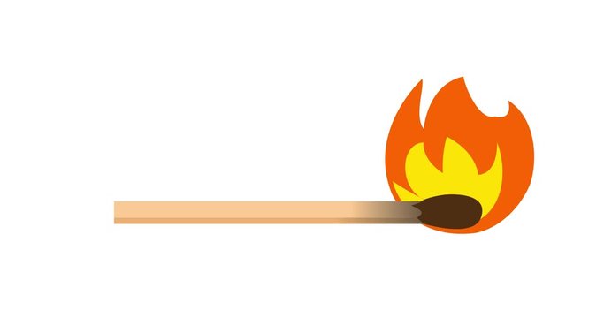 Fire and matches Emoji, icon animation on white background