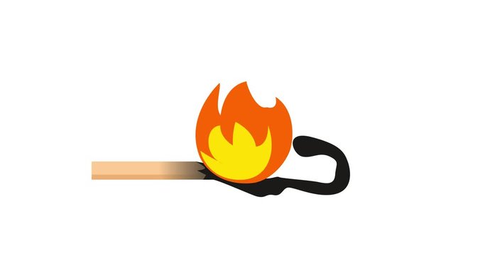 Fire and match Emoji, icon animation on white background