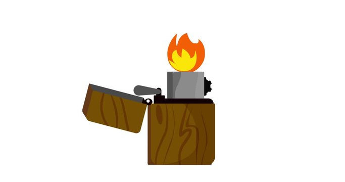 Fire and lighter Emoji, icon animation on white background
